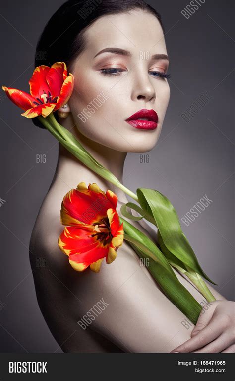 nude naked girl tulips image and photo free trial bigstock