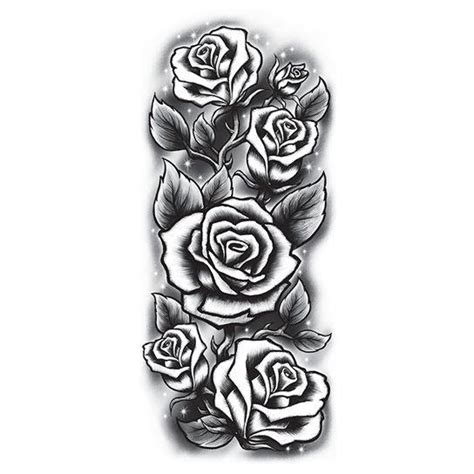 Black And White Roses Sleeve Temporary Tattoo Rose Tattoo Sleeve