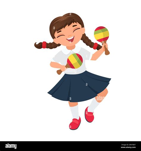 Little Girl With Mexican Maracas Traditional Mexican Music Vector