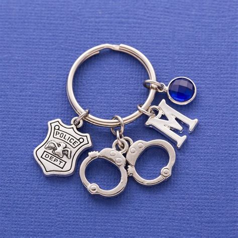 Personalized Police Officer Keyring Handcuffs Keychain Etsy