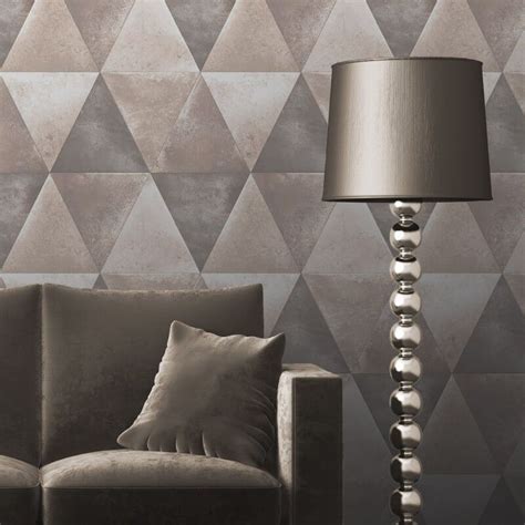Muriva Caden Geometric Triangle Taupe Metallic Wallpaper A Great Way