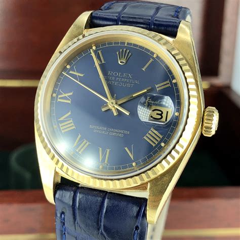 1977 Vintage Rolex Datejust 16018 Gold 18k Rare Navy Blue Dial