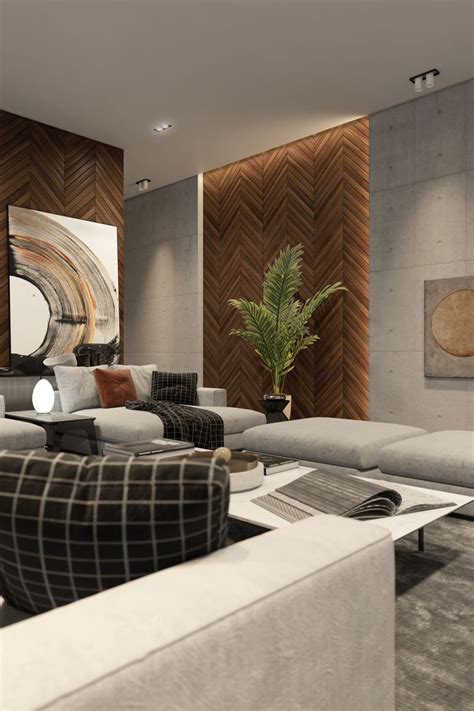 French Fir Wooden Wall Panels In Interior Of Living Room Living Room