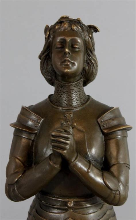 Vintage Joan Of Arc Praying French Bronze Sculpture Antonin Mercie Nr