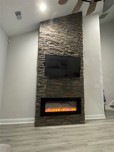 Michaels Faux Stone Asymmetrical Fireplace Design Genstone