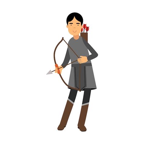 Premium Vector Archer In Medieval Outfit Colorful Character Vector