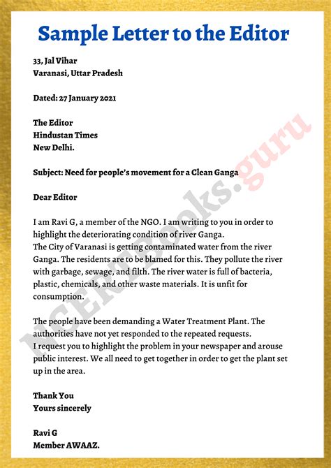 Letter To The Editor Format Samples How To Write A Letter To The Editor