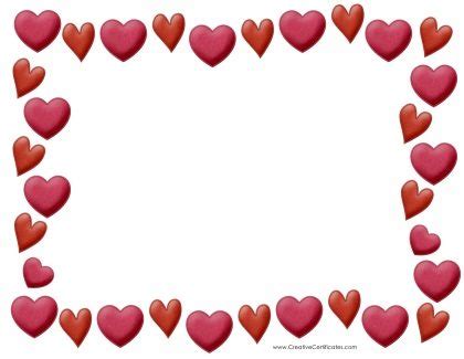 Free Heart Border Templates  Add text and/or images or print blank