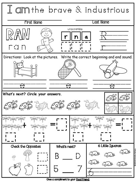Daily Worksheets For Kindergarten