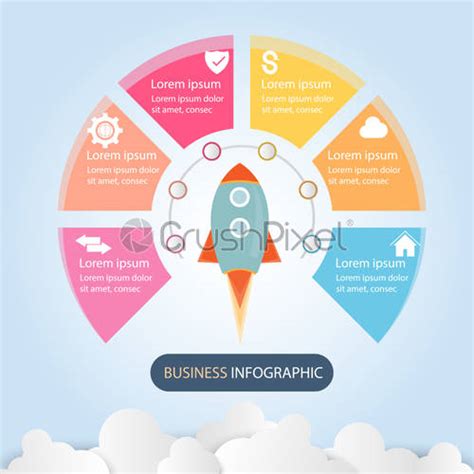 Business Data Infographic Process Chart With 5 Steps Vector And
