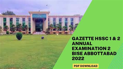 Gazette Hssc 1 And 2 Annual Examination 2 Bise Abbottabad 2022 12th