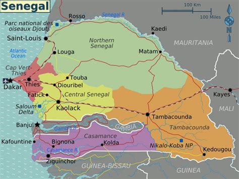 Le Sénégal Carte Politique Carte Politique Du Sénégal Afrique De L