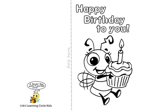 DIY Free printable birthday card for kids to decorate and write their