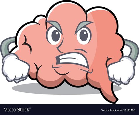 Angry Brain Character Cartoon Mascot Royalty Free Vector