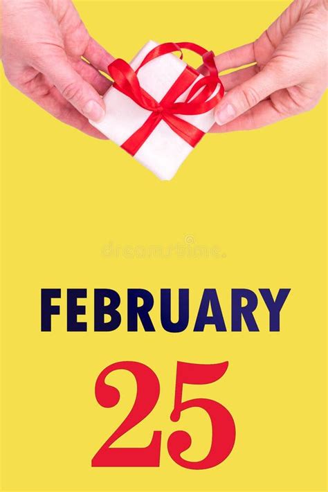 February 25th Festive Vertical Calendar With Hands Holding White T