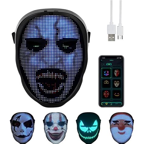 Halloween Light Up Mask With Led Screen App Controlled Full Color Led