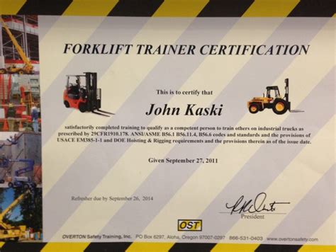 Forklift certification card templates for training institutes, training academy or employers who imbibe forklift certification / training adhering to osha guidelines. Tapani Plumbing Inc. | Forklift Trainer Certification