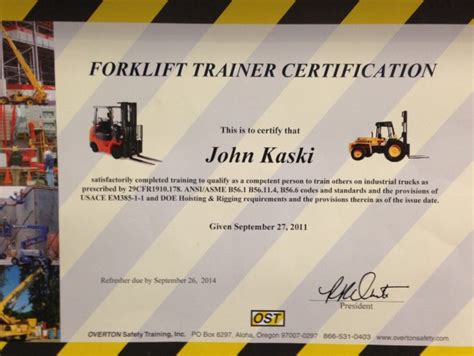 Free information on forklift accidents, legislation, technical information. Tapani Plumbing Inc. | Forklift Trainer Certification