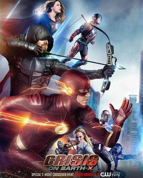 Supergirl The Flash Arrow And Legends Of Tomorrow Crossover Poster Series Dc Dc Comics Series