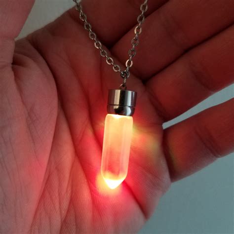 Led Light Up Crystal Pendant Necklace Eternity Led Glow