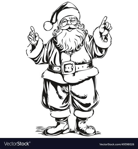 Santa Claus Silhouette Drawing Detailed Christmas Vector Image