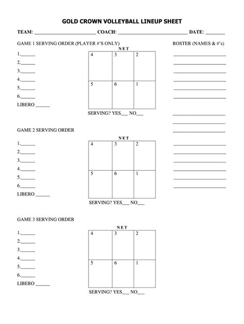 Volleyball Lineup Sheet Form Fill Out And Sign Printable Pdf Template