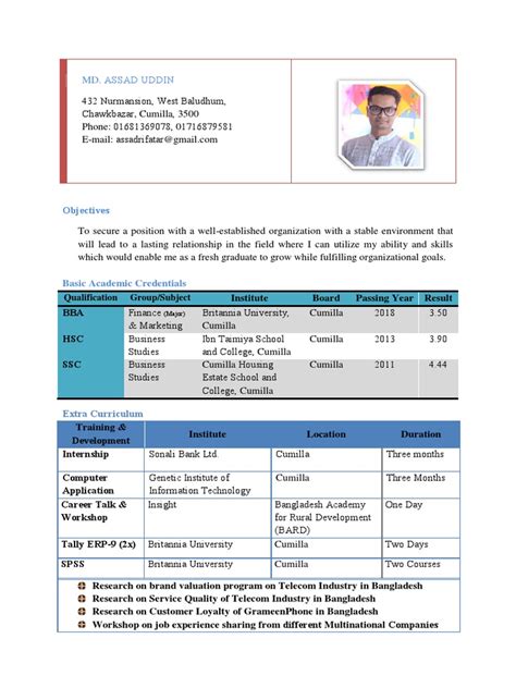 Curriculum vitae ‐ donald sunter. CV Format | Bangladesh | Communication | Free 30-day Trial ...