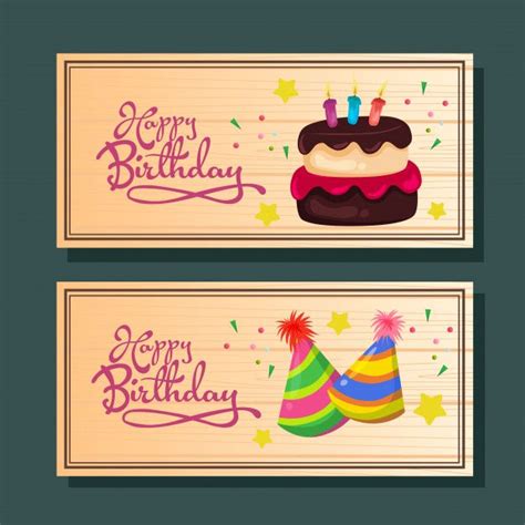 Premium Vector Happy Birthday Horizontal Greeting Card Or Banner With