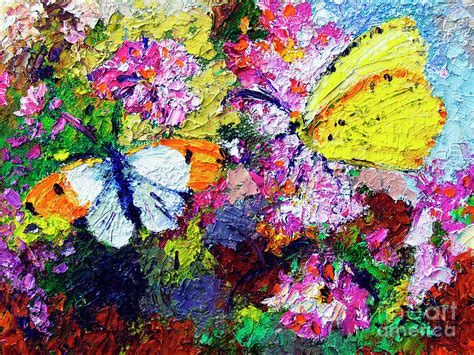 Impressionist Butterflies In Summer Garden Painting By Ginette Callaway