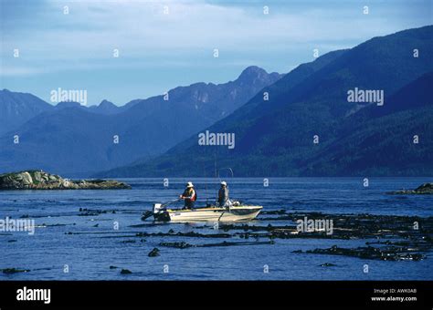 Fishermen Fishing In Sea Broken Group Islands Vancouver Island British