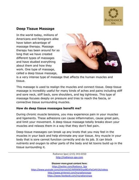Benefits Of Deep Tissue Massage Therapy