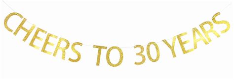 Gold Glitter Cheers To 30 Years Banner For 30th Birthday