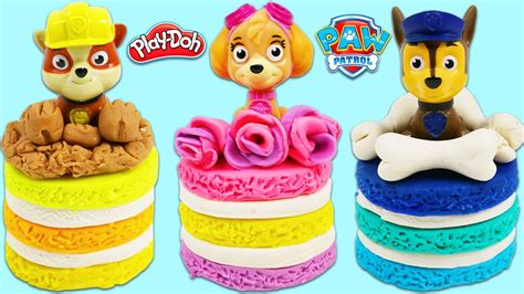 How To Make Cute Paw Patrol Play Doh Cakes With Chase Skye And Rubble Fun And Easy Diy Art