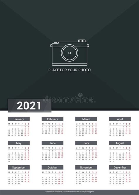 2021 Calendar Stock Vector Illustration Of Organizer 194007947