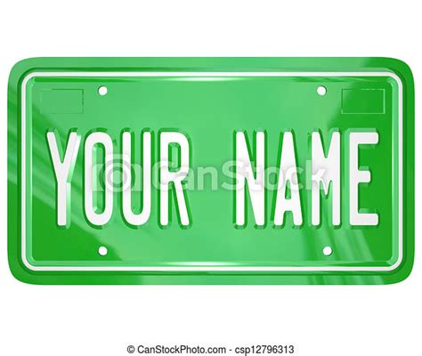 Clipart Of Your Name License Plate Personalized Vanity Badge A Green