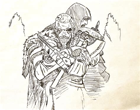 Ink Sketch Of The Male Eivor Keyart R Assassinscreed