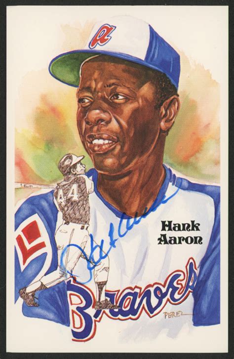 Hank Aaron Signed Le 1980 02 Perez Steele Hall Of Fame Postcards 177