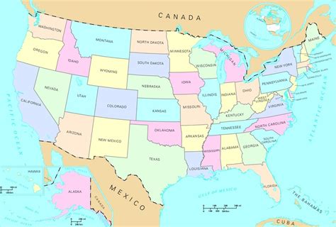 Mapa Político De Estados Unidos Tamaño Completo Ex