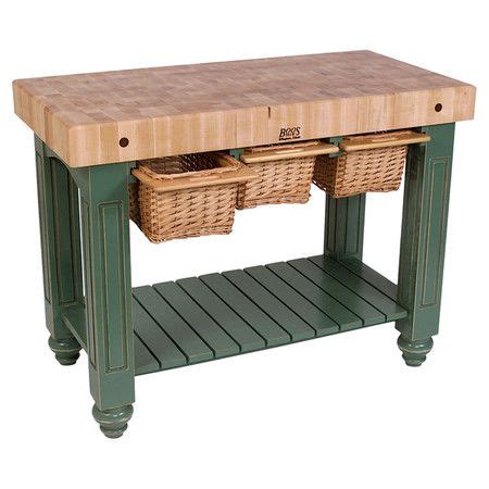 The unit can be moved around on 4. Found it at Wayfair - American Heritage Butcher Block Top Kitchen Island in Basil Green ...