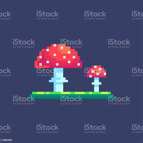 Two Pixel Mushrooms Cute Amanita Icons Stock Illustration Download