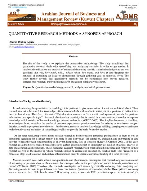Researchers collect data of the targeted population, place, or event by using different types of qualitative research analysis. (PDF) Quantitative Research Methods : A Synopsis Approach