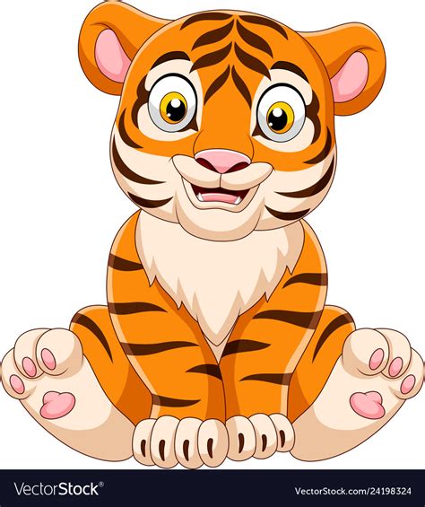 Cartoon Baby Tiger Sitting Royalty Free Vector Image