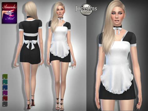 Jomsims Amanda Maid Outfit Sims 4 Dresses Sims 4 Clothing Sims 4