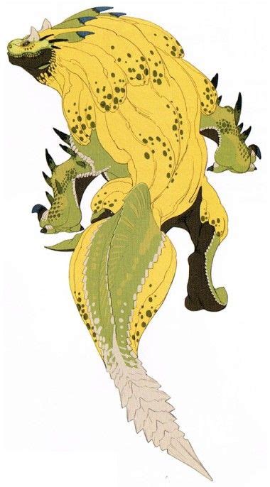 A Drawing Of A Yellow And Green Dinosaur With Spots On It S Back Legs