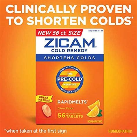 Zicam Zinc Cold Remedy Rapidmelts Quick Dissolve Tablets Citrus Flavor 56ct Natural Remedies
