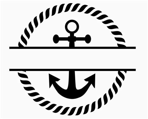 Monogram Anchor Svg Split Anchor Rope Svg Split Anchor Name Frame Svg Nautical Cut File Sailing