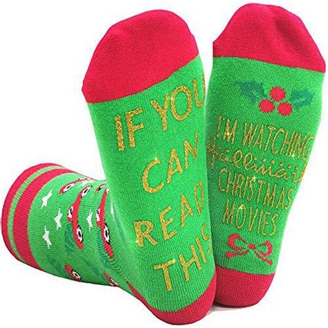 Funny Socks If You Can Read This Im Watching Christmas Movies Golden