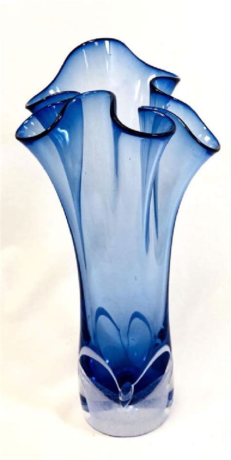 Stunning Signed Murano Light Blue Gallery Vase Blue Glass Vase Vase Murano Glass Vase