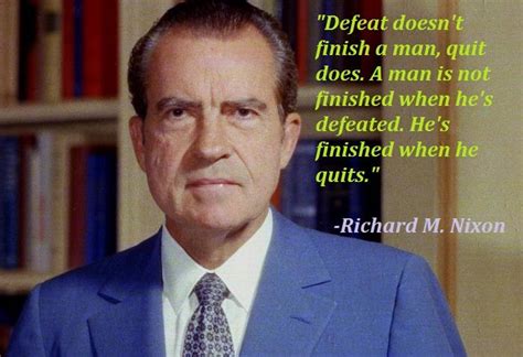 A Man In A Blue Suit And Tie With A Quote From Richard Nixon On It