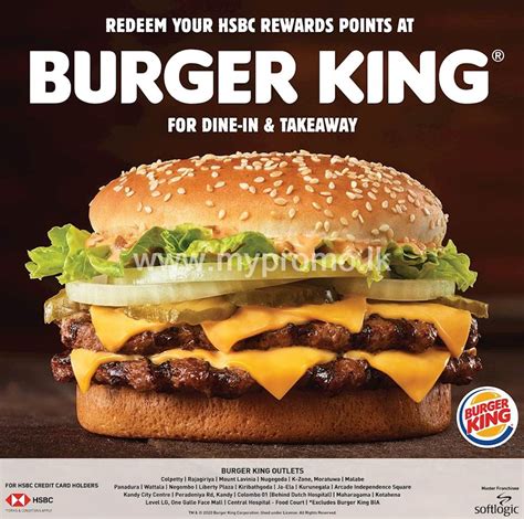 Search to find your branded credit card. Redeem your Rewards points for Dine-in/ Takeaway with your HSBC Credit Card at Burger King
